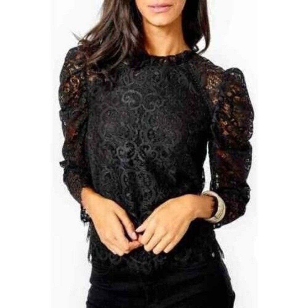 L3 Lilly Pulitzer Averi Top Black Lace